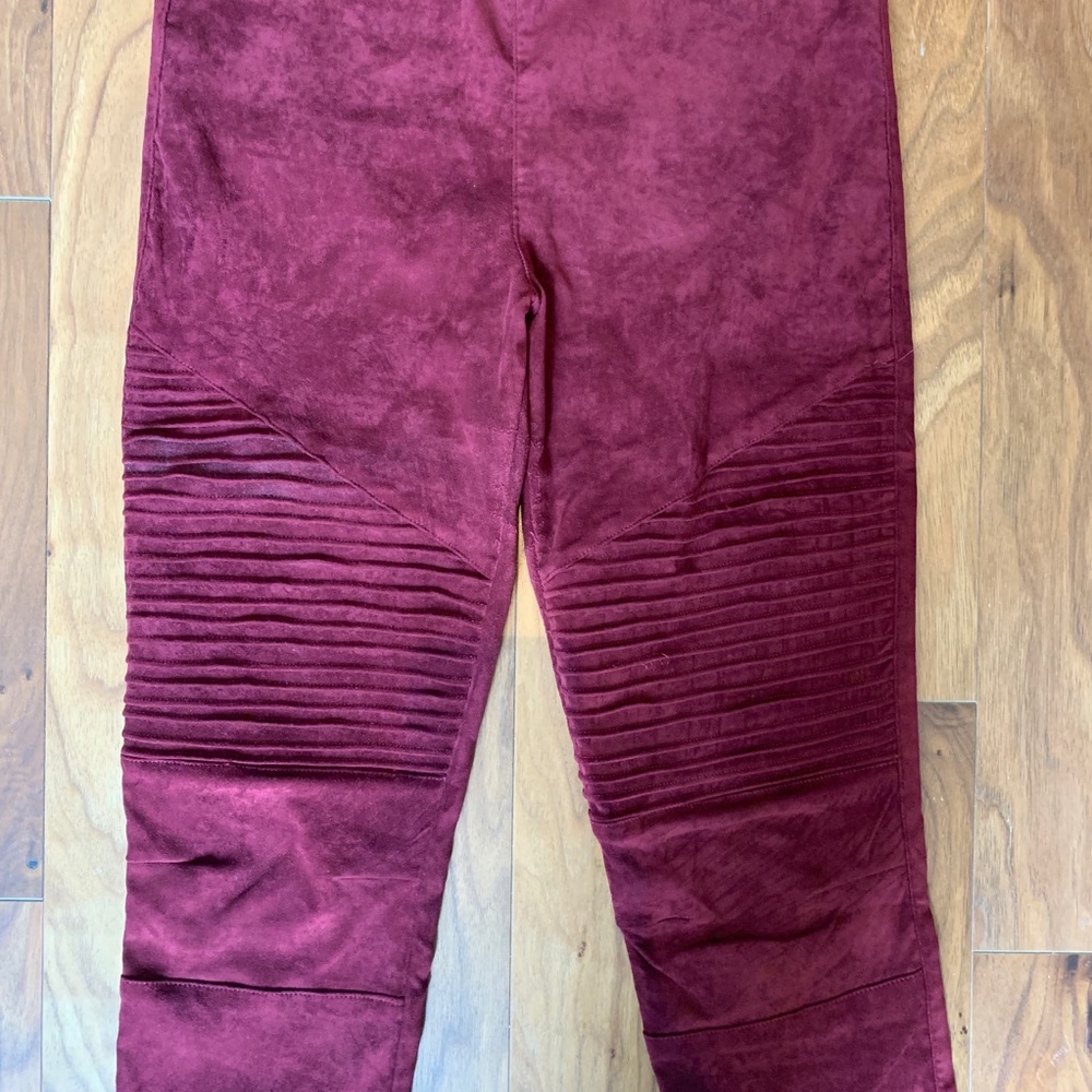 Faux Suede Moto Leggings